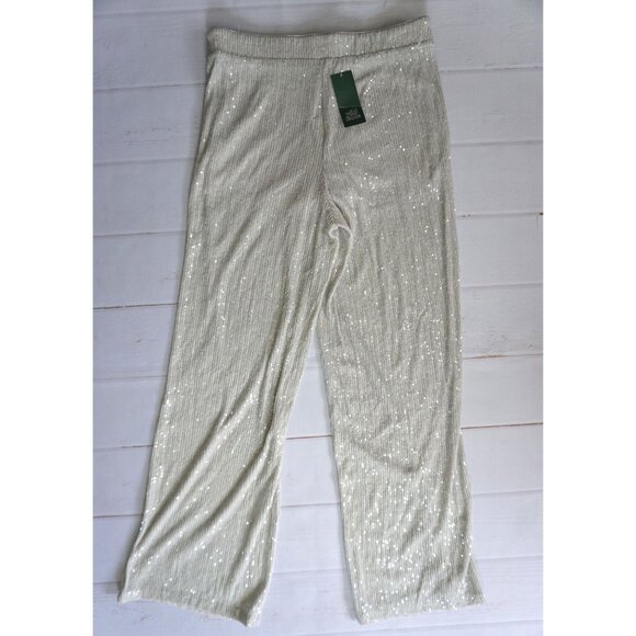 Wild Fable Women’s Mid-Rise Gray Wide-Leg Holiday Sequin Pants - Size M, NWT - Picture 6 of 7
